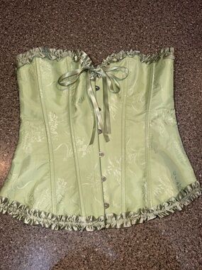 Bs lingerie Satin Light Green Lace-Up Corset Top